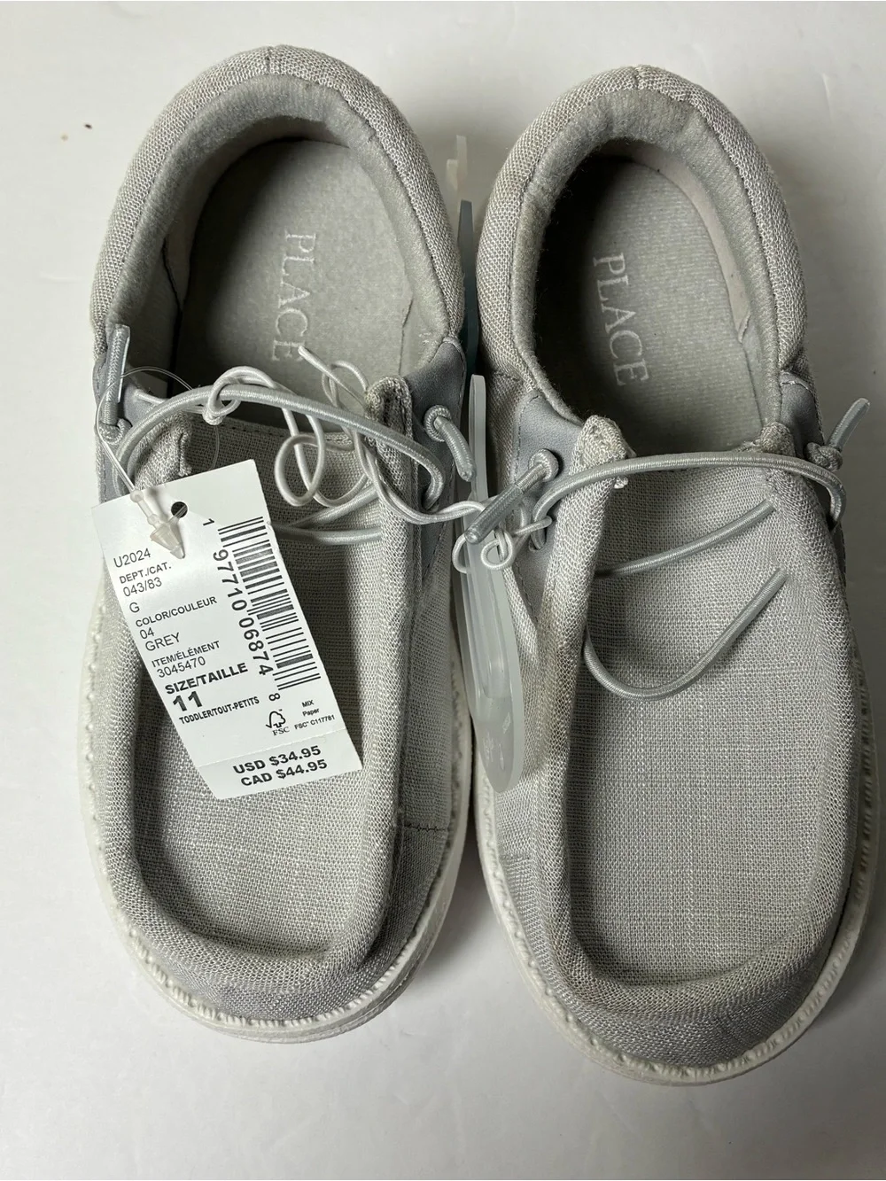 Place Men's Light Grey Canvas Slip-On Loafers